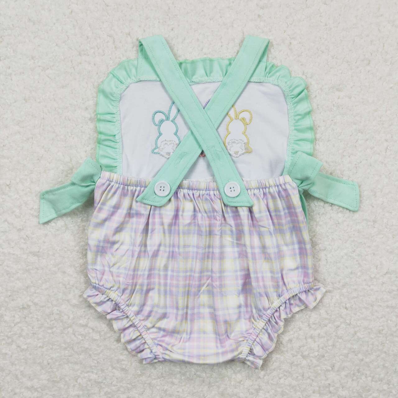 SR0543 embroidery Easter rabbit purple sleeveless girls romper