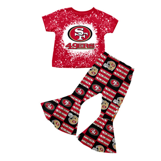 custom S 8.21 Red short sleeve pants girls set