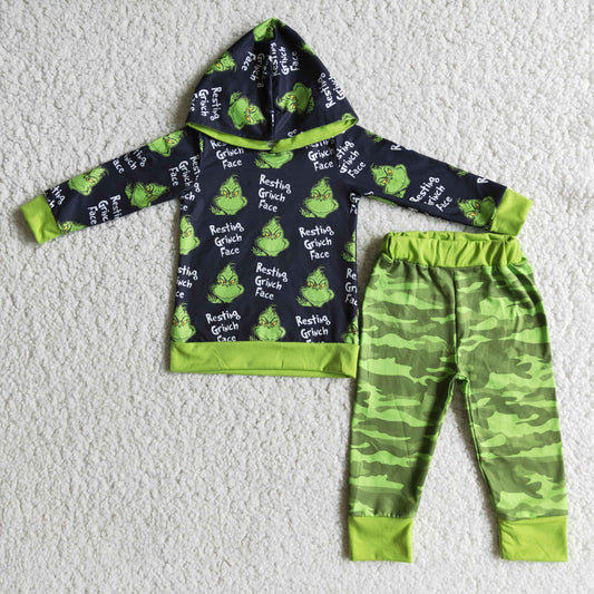6 A6-26 New Arrival Cartoon Green Popular Print Christmas Hoodie Outfits