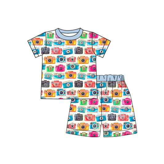 custom style camera colorful short sleeve shorts kids pajamas