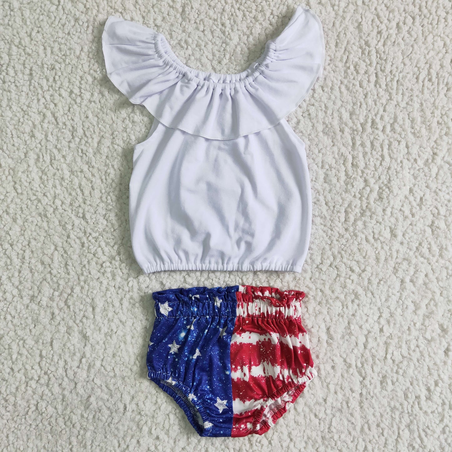 NC0001 4th Of July Girls Bummies Set