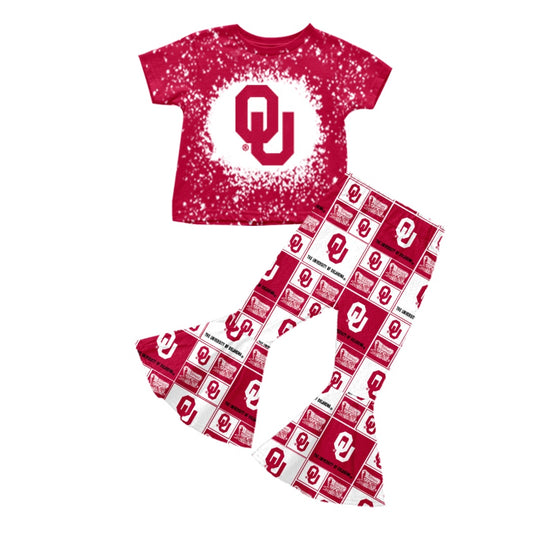 custom S 8.21 Red short sleeve pants girls set