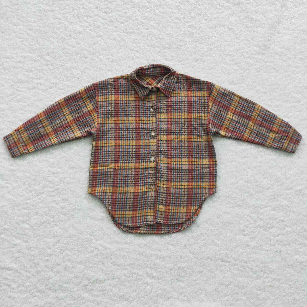 BT0241 Plaid Long Sleeves Fall Boys Kids Button Up Flannel
