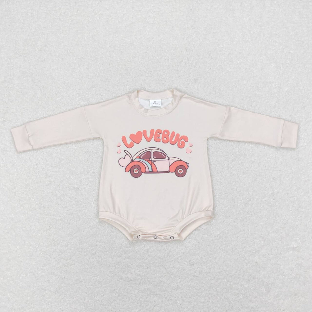 LR0833 Valentine's Day love bug car long sleeve girls romper