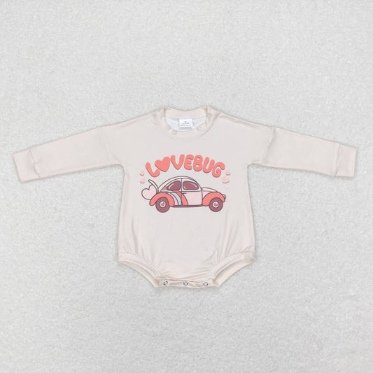 LR0833 Valentine's Day love bug car long sleeve girls romper
