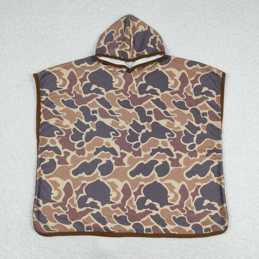 S0325 brown camo hooded towel kids swimsuit cover up