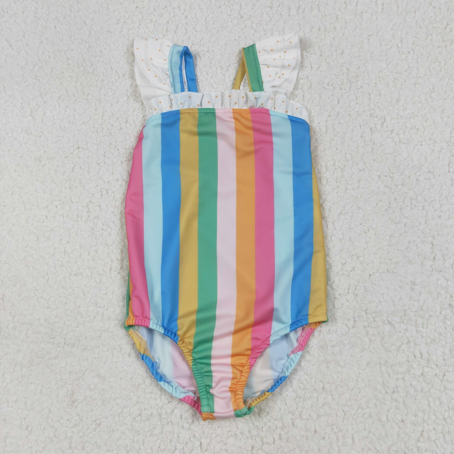 S0550 rainbow striped girls bathing swimsuits