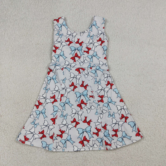 GSD3752 Yoga July 4th Bows Sleeveless Skorts Girls Dress
