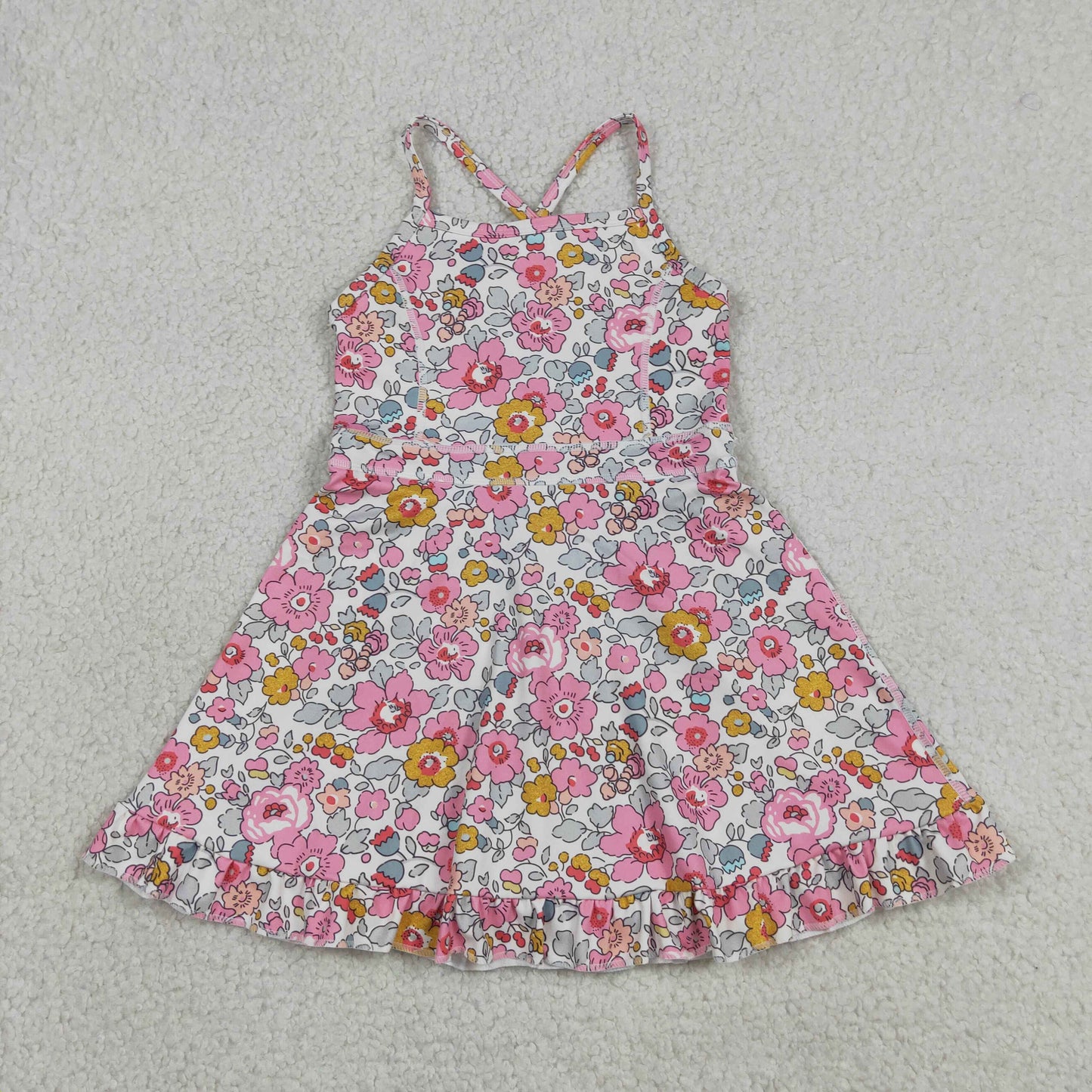 GSD2278 colorful flowers pink flowers girls dress