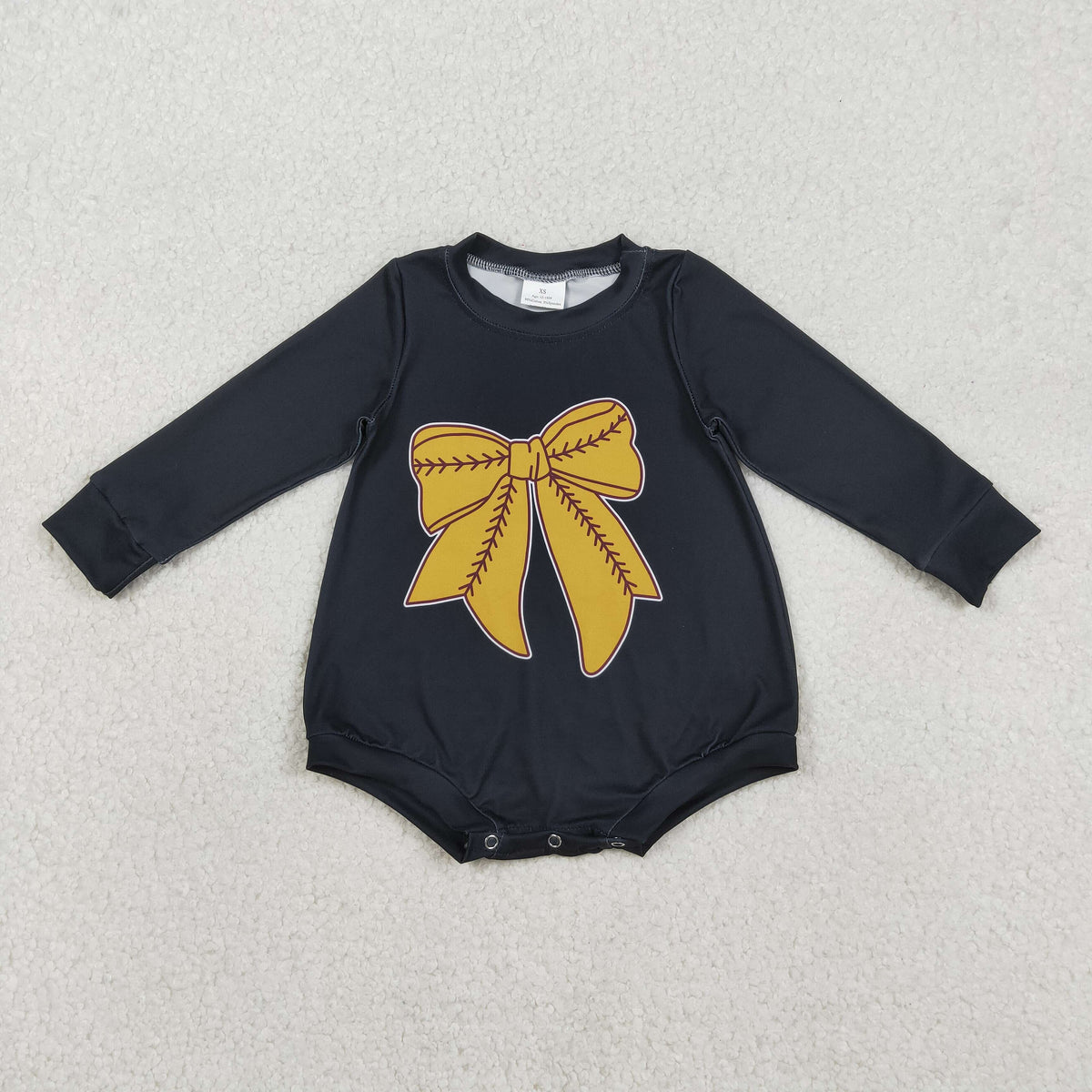 LR2774 softball bows black long sleeve girls romper