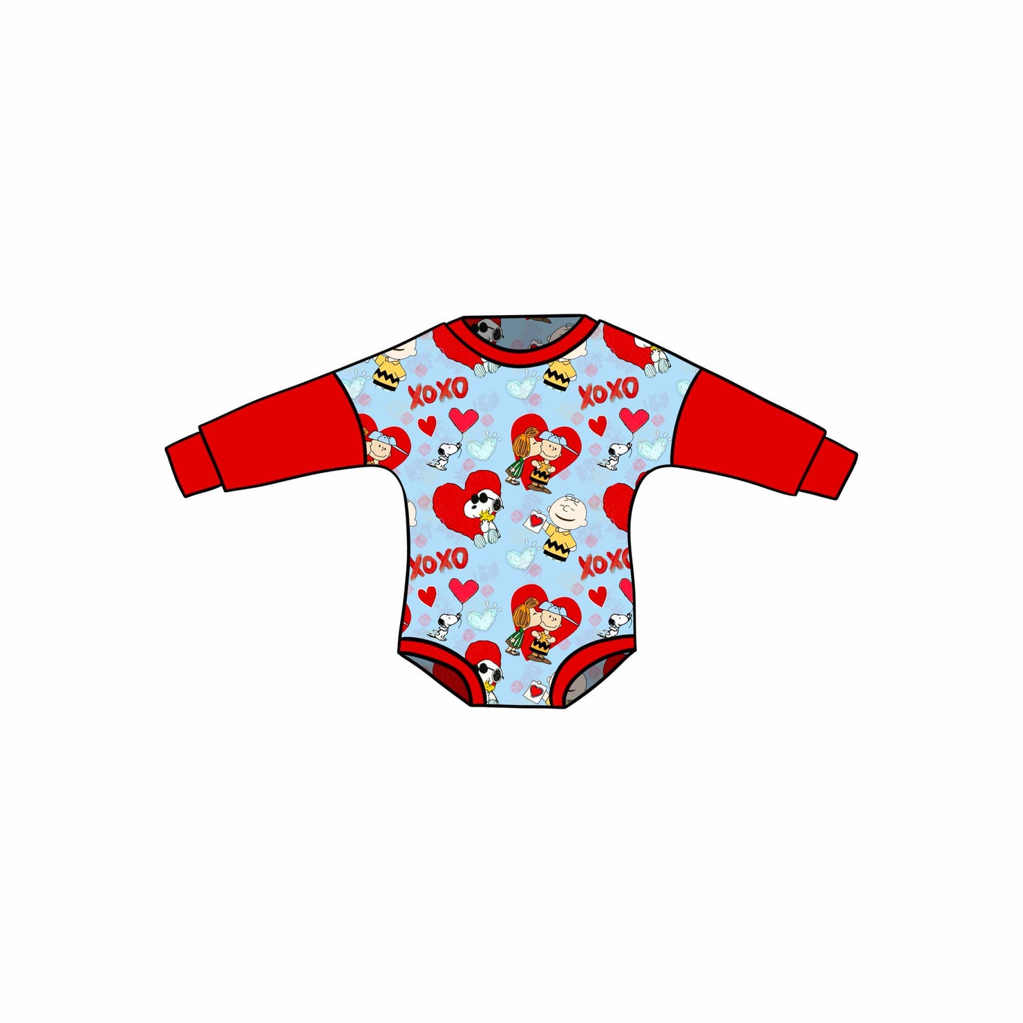 custom Valentine's Day heart cartoon dog red long sleeve girls romper