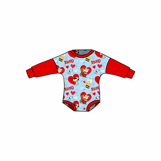 custom Valentine's Day heart cartoon dog red long sleeve girls romper