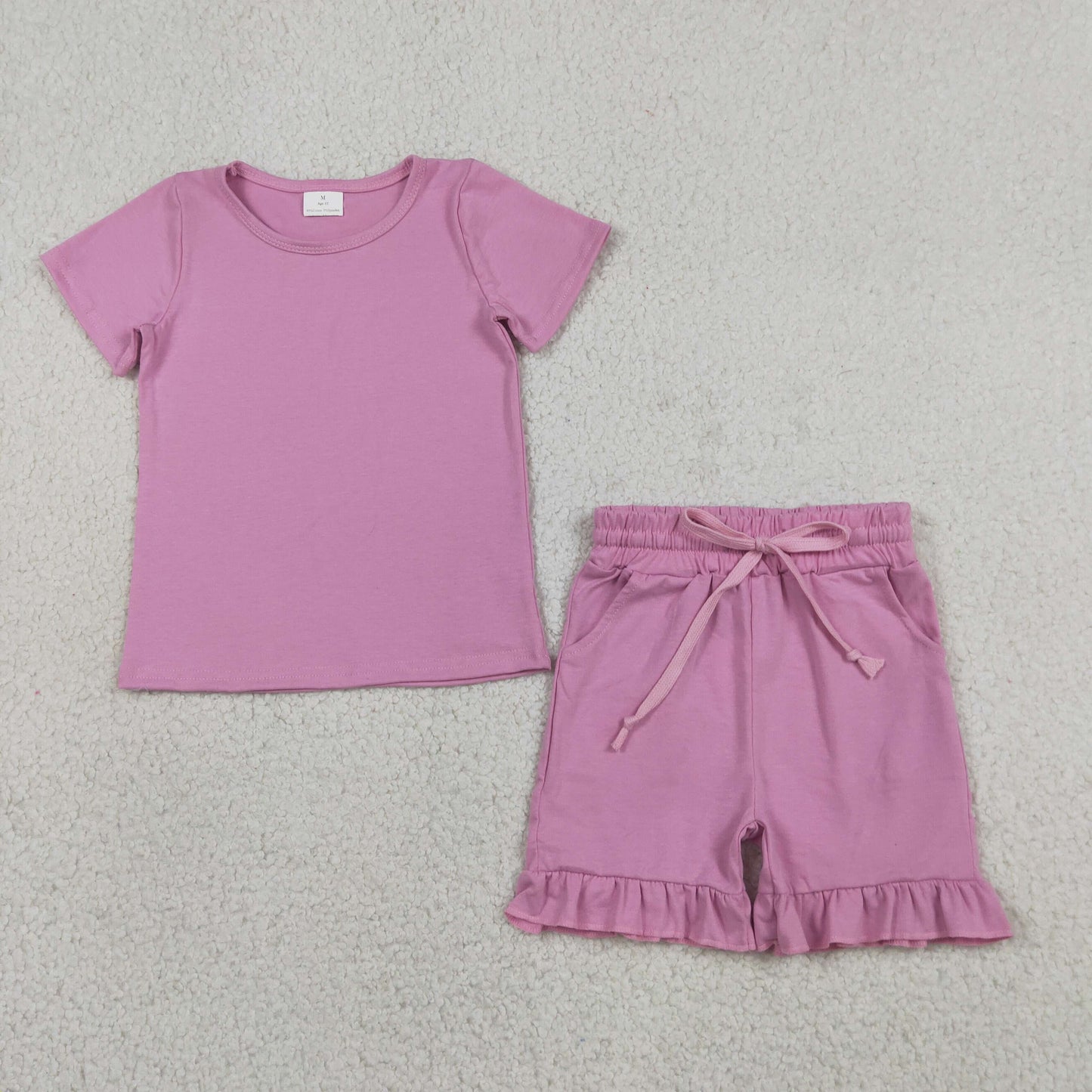 GSSO3348 Hot Pink Short Sleeve Shorts Girls Set