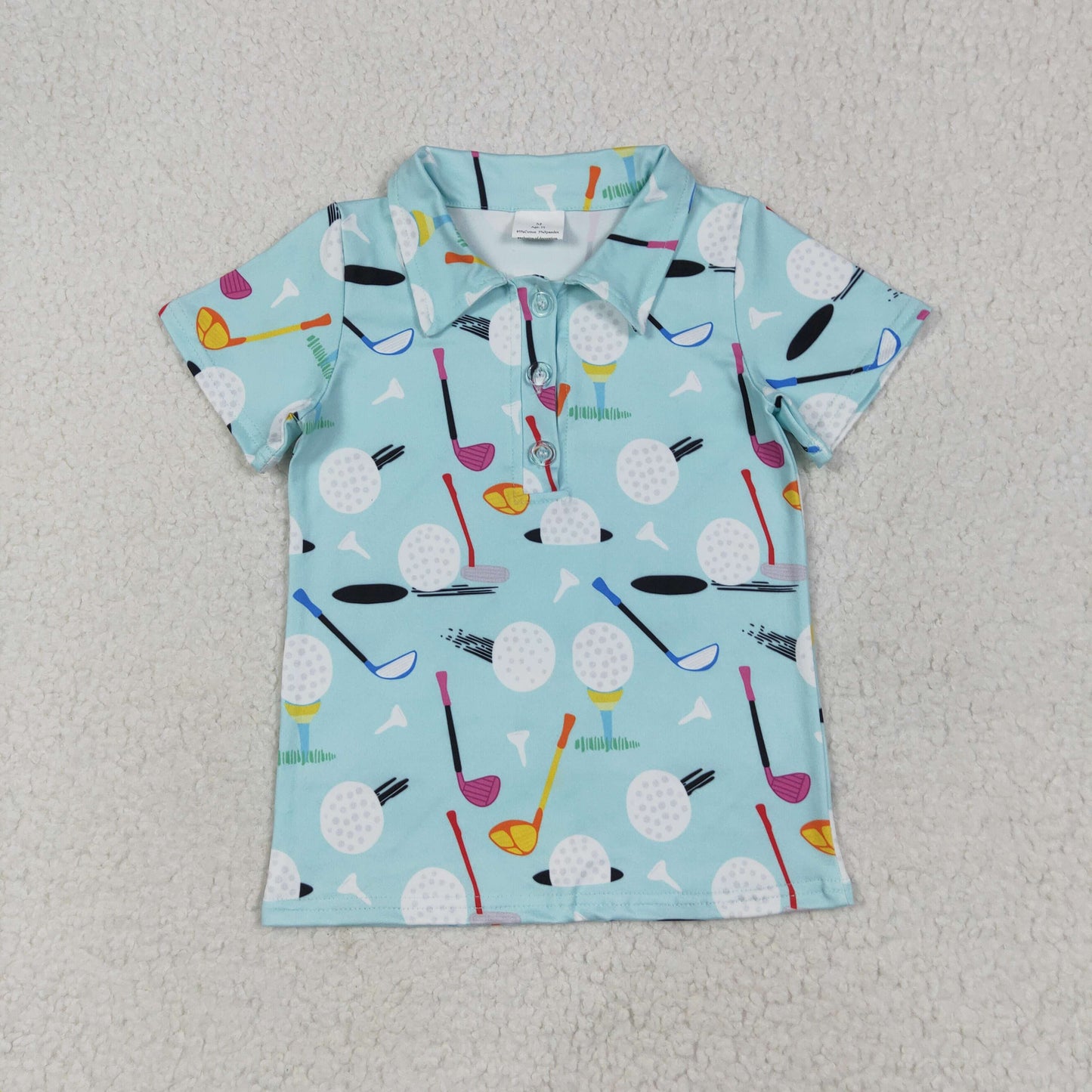 BT1234 cartoon play golf blue short sleeve boys top