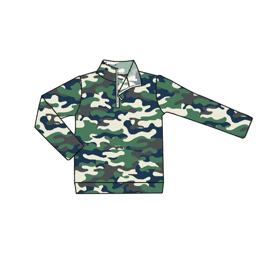 preorder BT0720 green camo long sleeve boys pullover