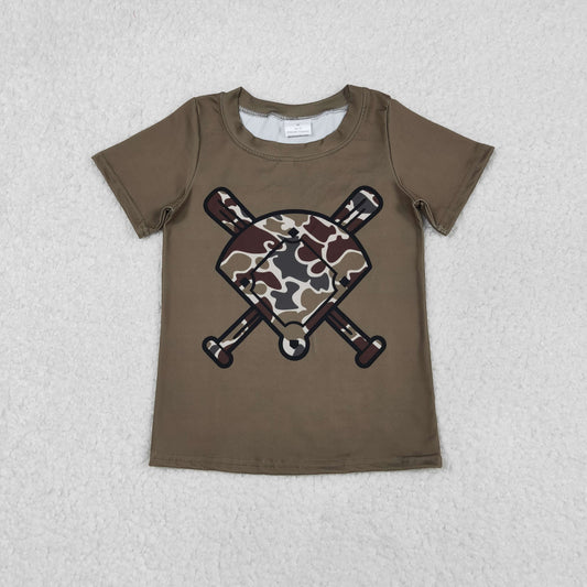 BT1425 hunting baseball camo short sleeve boys top