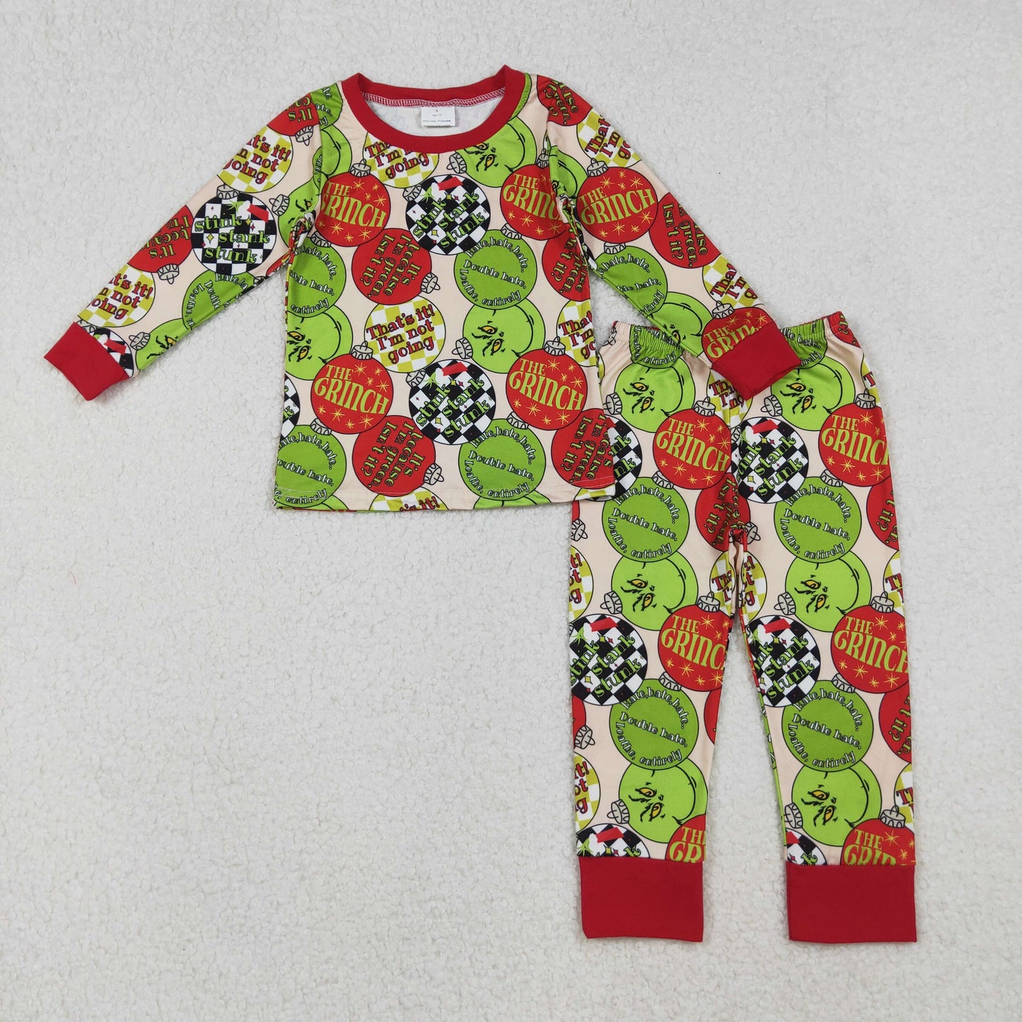 Christmas green face romper/dress/pajamas RTS sibling clothes