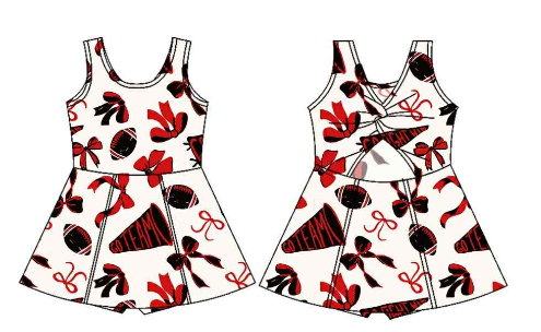 preorder cheer bows red/black sleeveless skorts girls set