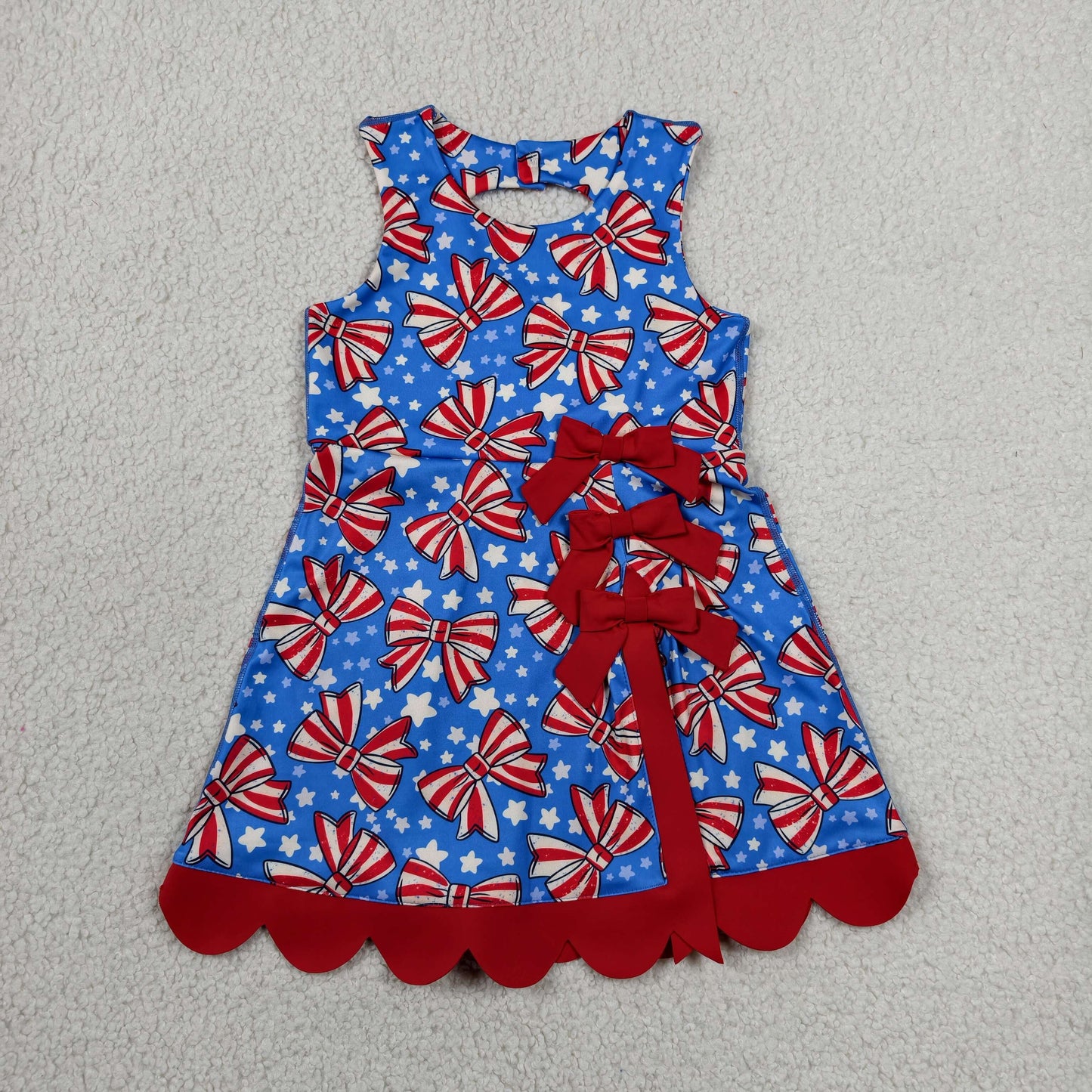GSD3925 Yoga July 4th Blue Red Bows Skorts Girls Dress