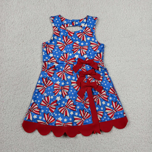 GSD3925 Yoga July 4th Blue Red Bows Skorts Girls Dress