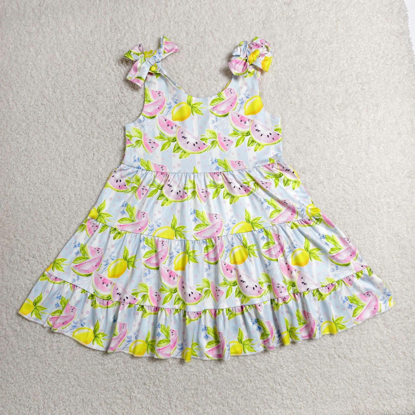GSD3965 Watermelon Lemon Bows Girls Dress