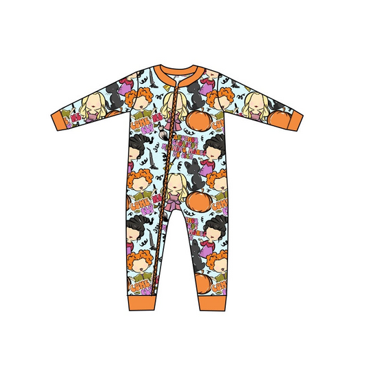 custom S 8.15 Halloween witch long sleeve kids romper