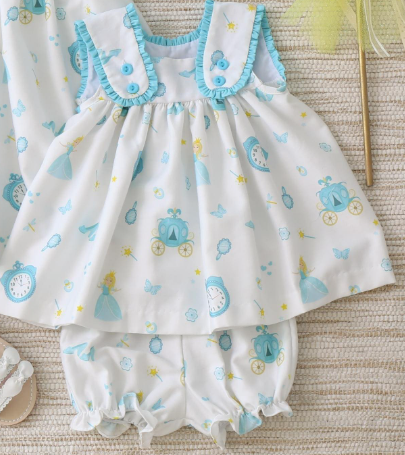custom blue princess pumpkin car sleeveless shorts girls set