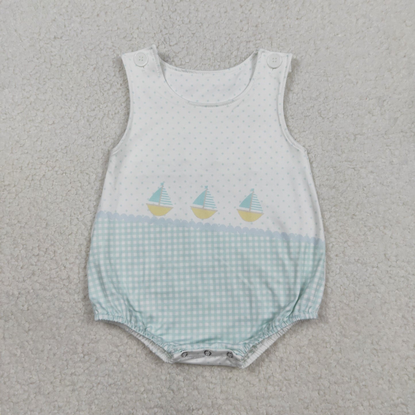 SR3754 Sailboat Blue Boys Romper