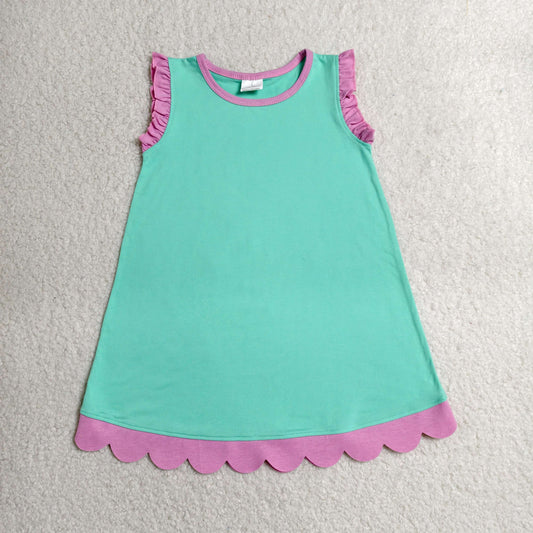GSD4049 Scallop Mint Green Sleeveless Girls Dress