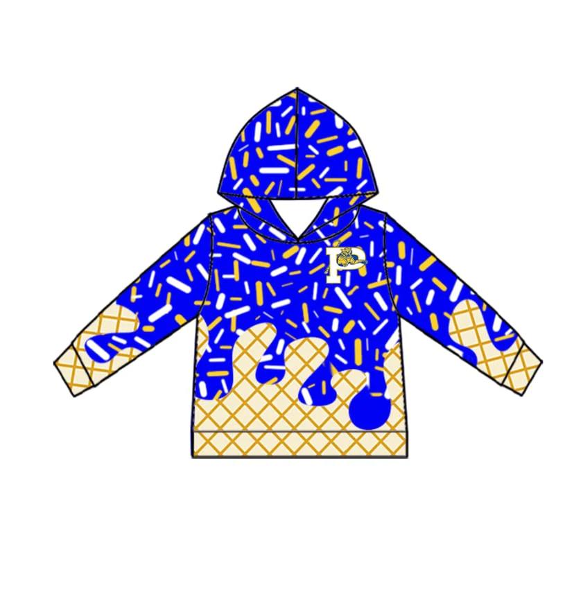 custom moq 3 football item P ice navy blue long sleeve hoodie boys top