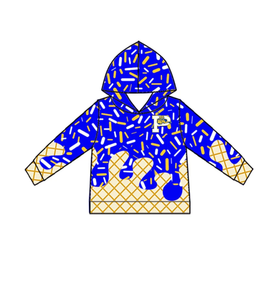 custom moq 3 football item P ice navy blue long sleeve hoodie boys top