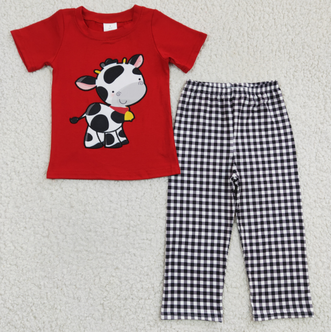 embroidery cute cow sibling clothes