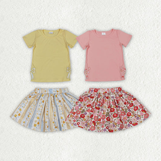embroidery Split Side Bows Skirt With Shorts Set RTS Sibling Clothes