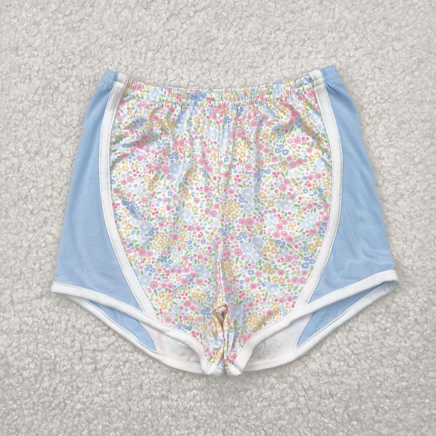 SS0522 colorful flowers blue girls shorts milk silk