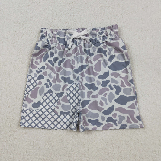 SS0647 hunting grey camo checkered boys shorts