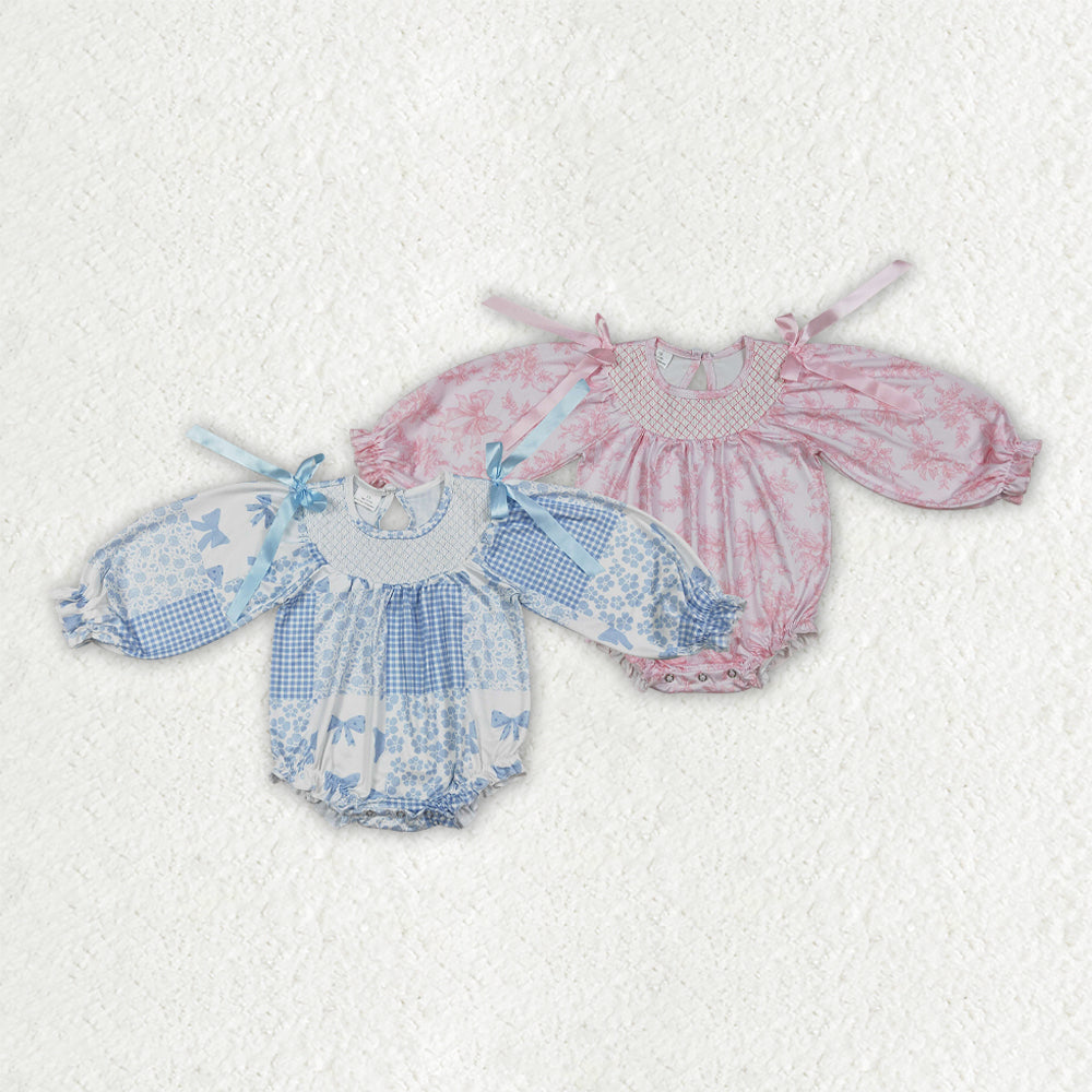 Smocked Embroidery Flowers Romper Sibling Clothes RTS