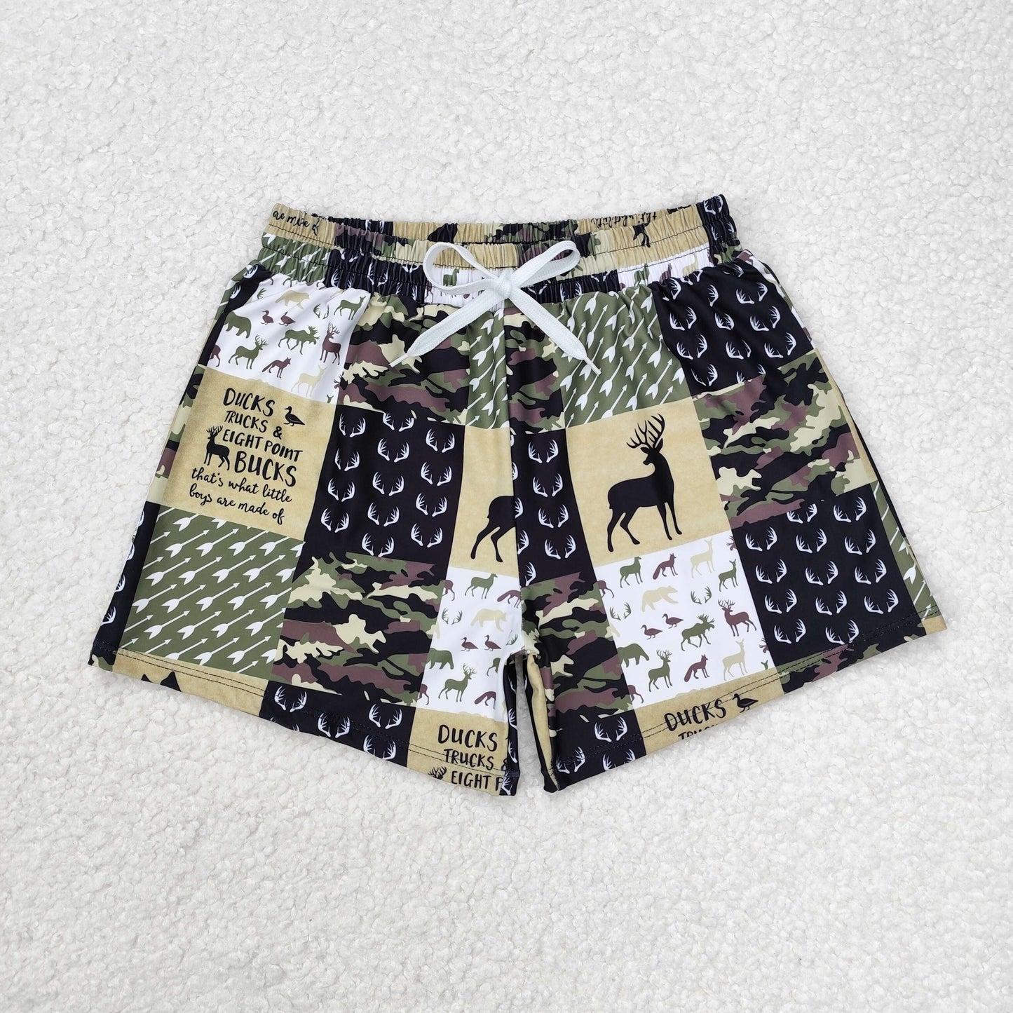 S0467 hunting camo deer mallard boys swimming trunk