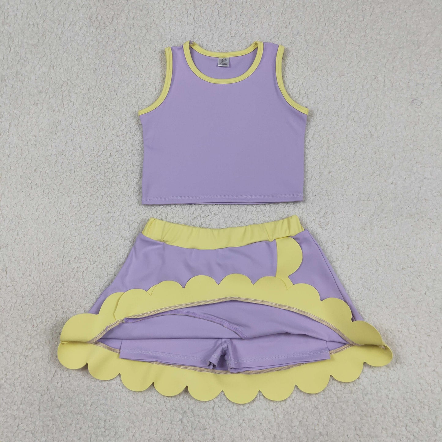 GSD4011 Yoga Purple Sleeveless Skorts Girls Set