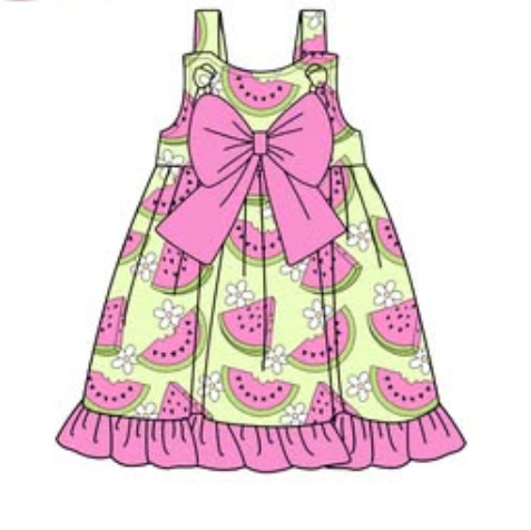 Custom Moq 3 Hot Pink Watermelon Flowers With Bow sibling clothes