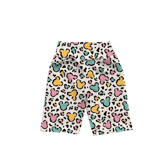 custom cartoon colorful leopard girls shorts