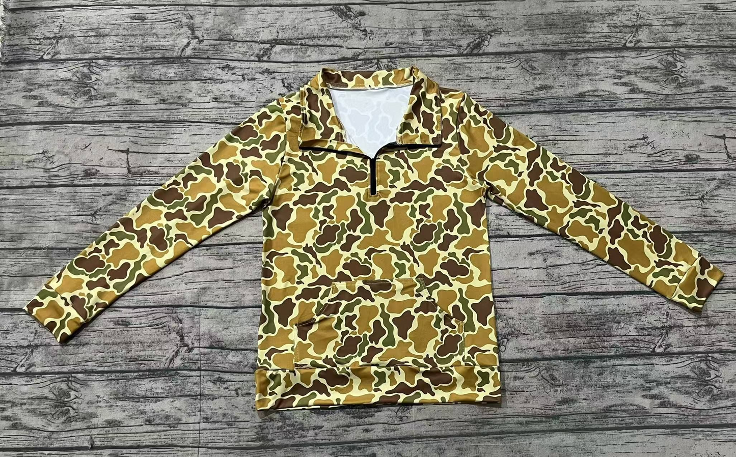 preorder GT0830 green camo zipper pocket long sleeve adult women pullover