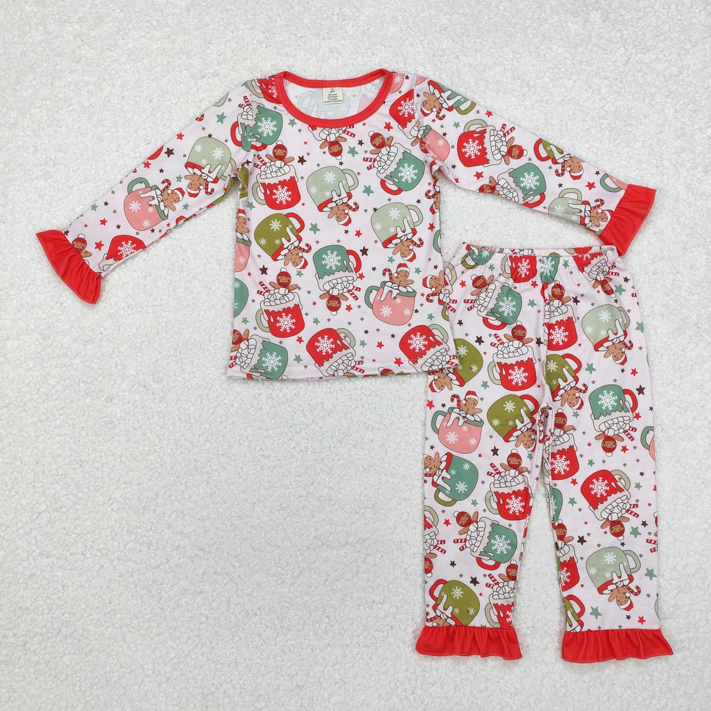 bamboo GLP1621 Christmas gingerbread man red long sleeve pants girls pajamas