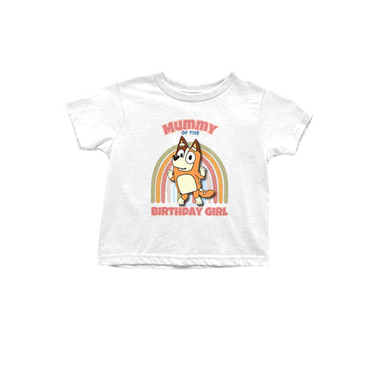 preorder Mummy Birthday Day Girl Cute Dog White Short Sleeve Girls Top