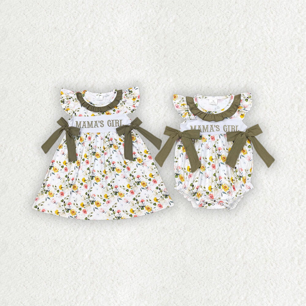 embroidery Mama's Girl Flowers RTS sibling clothes