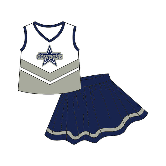 custom S 8.9 Grey & blue sleeveless cheerleader dress