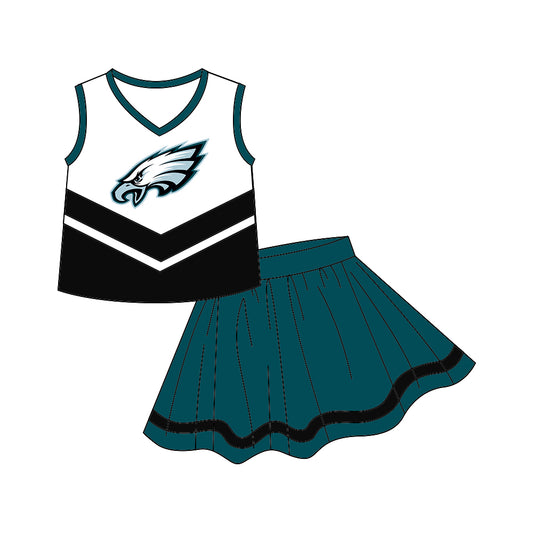 custom S 8.9 Black & blue sleeveless cheerleader dress