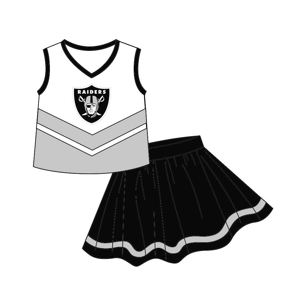 custom S 8.9 Grey & black sleeveless cheerleader dress