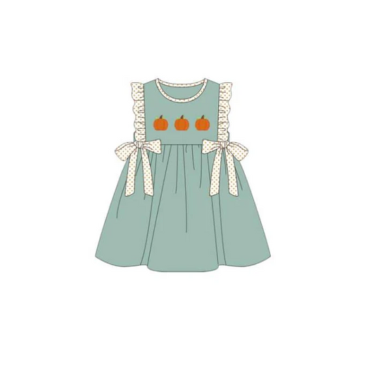 custom S Autumn full pumpkin sleeveless girls dress