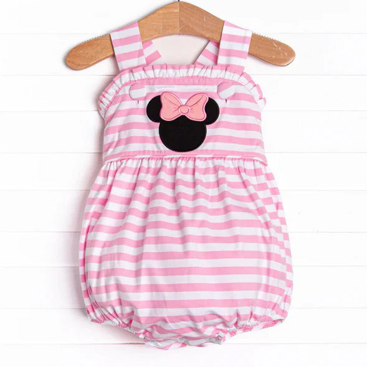custom S cute M mouse pink striped sleeveless girls romper