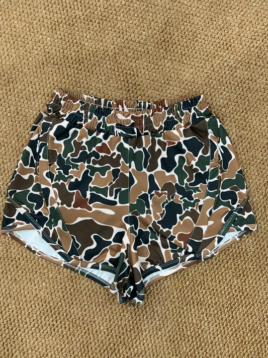 SS0465 brown camo yoga girls shorts